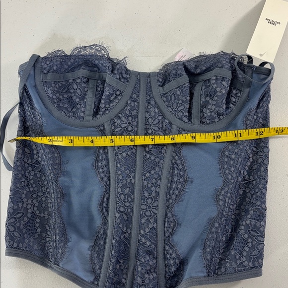 Urban Outfitters Blue Lace Corset Top Lace Y2K Coquette Whimsigoth Dark Romance - Picture 10 of 12